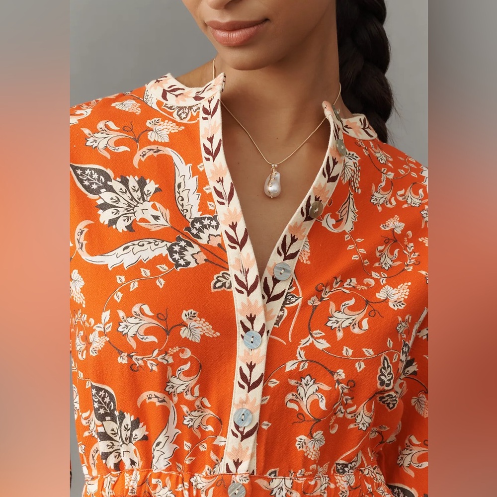 FARM Rio Orange Floral Printed Romper - Picture 2 of 3